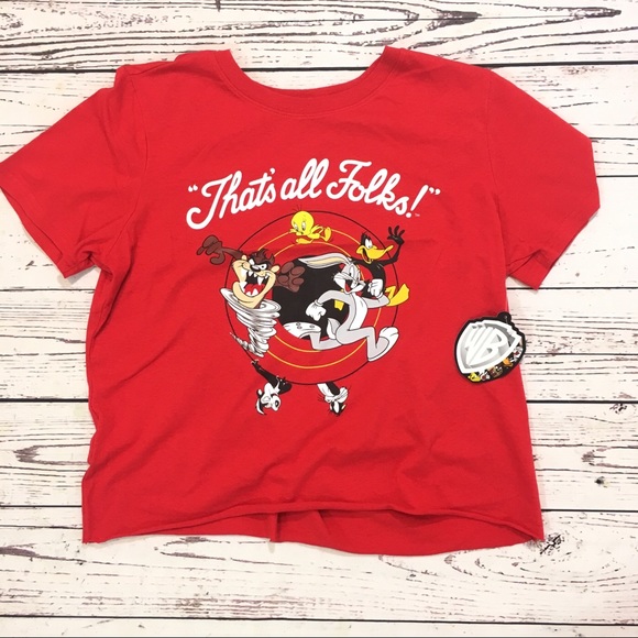 Warner Bros. Tops - Looney tunes that’s all folks crop t shirt NWT
